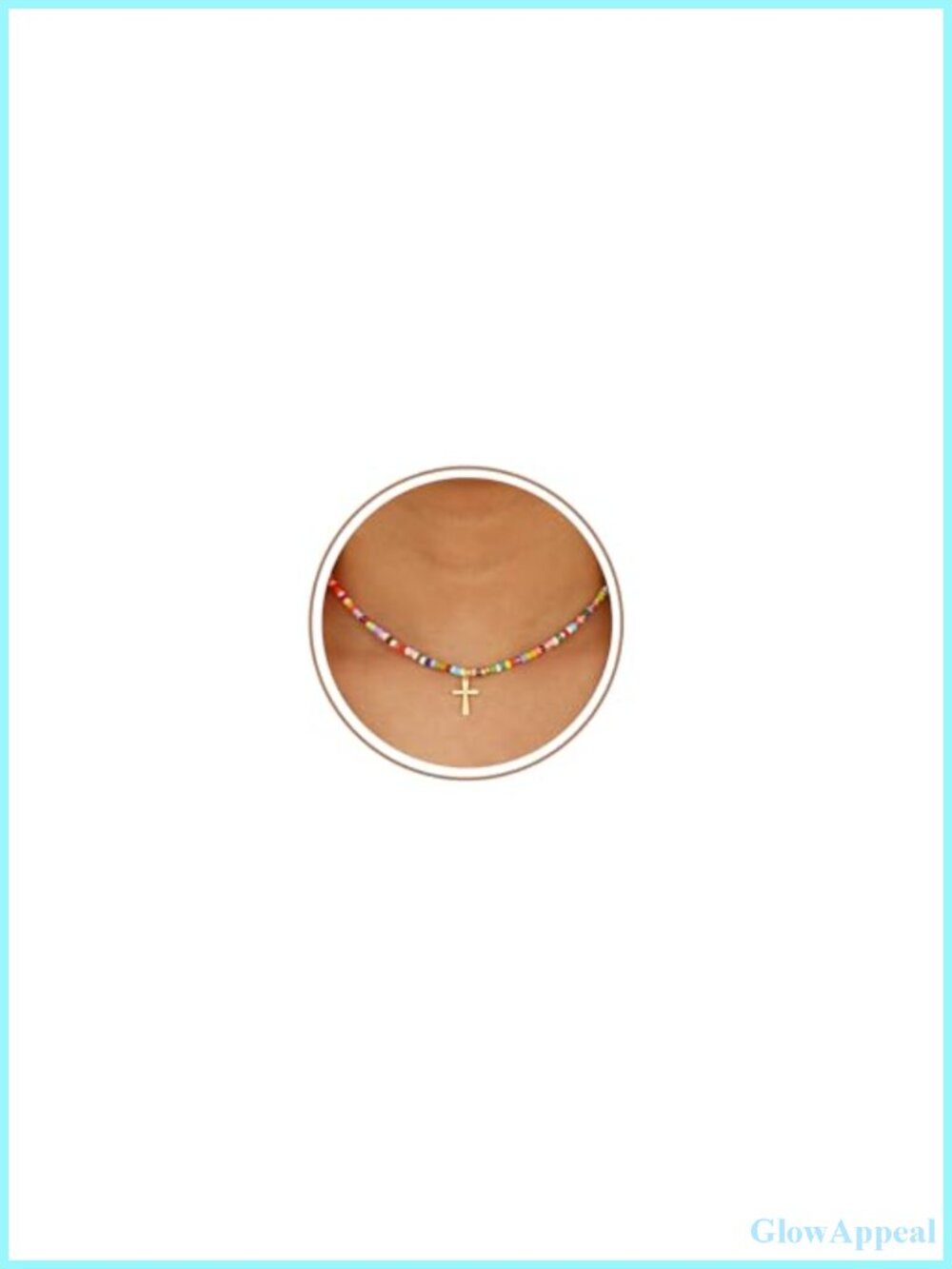 Beaded Cross Necklace 14K Gold Plated Pendant Religious Gift